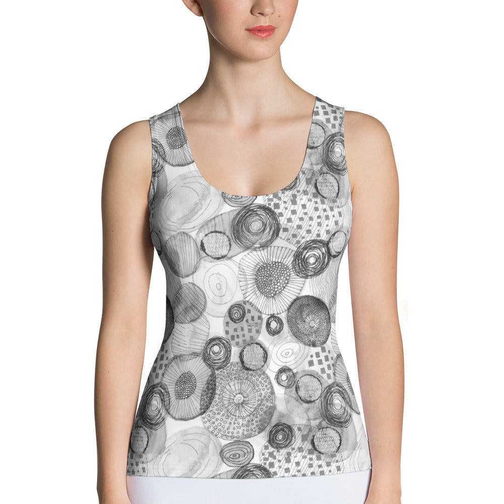 Tank top bubble Wit /Zwart