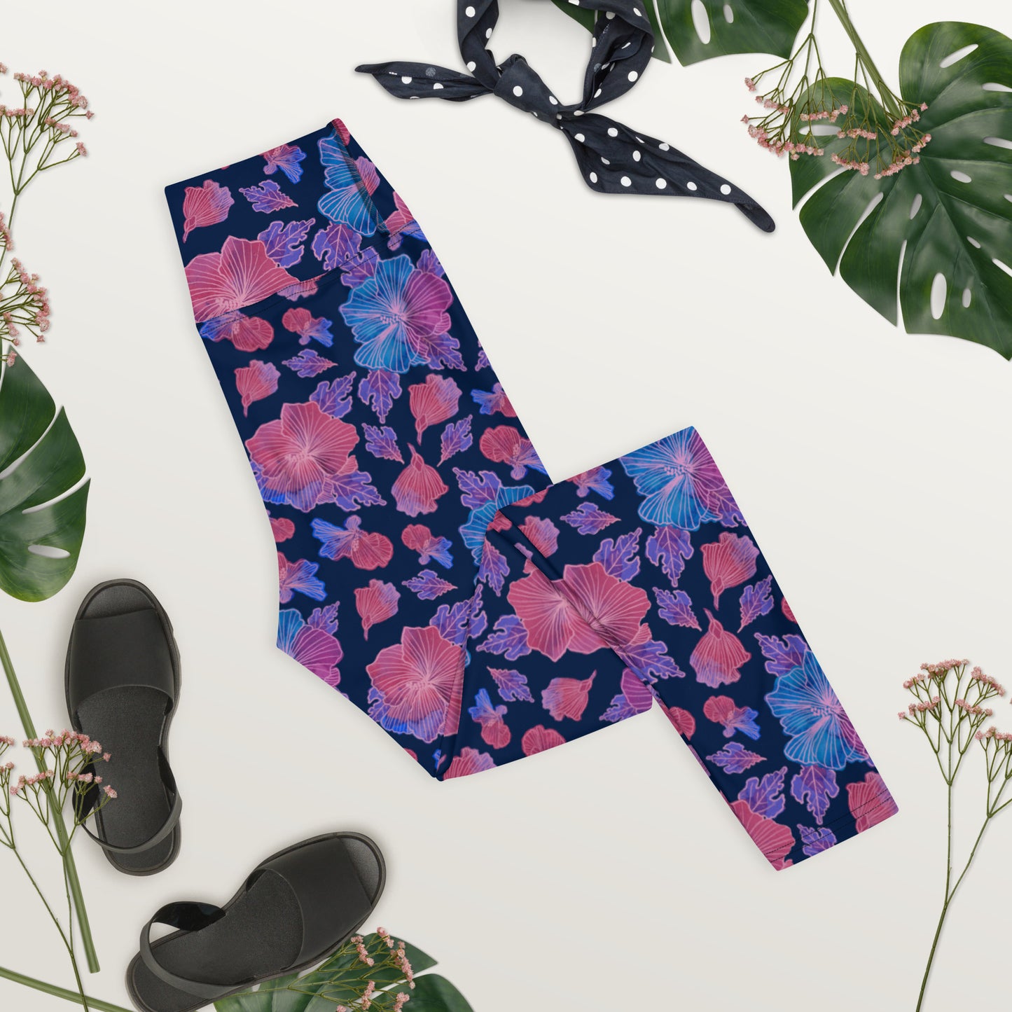 Yogalegging hibiskus donker blauw