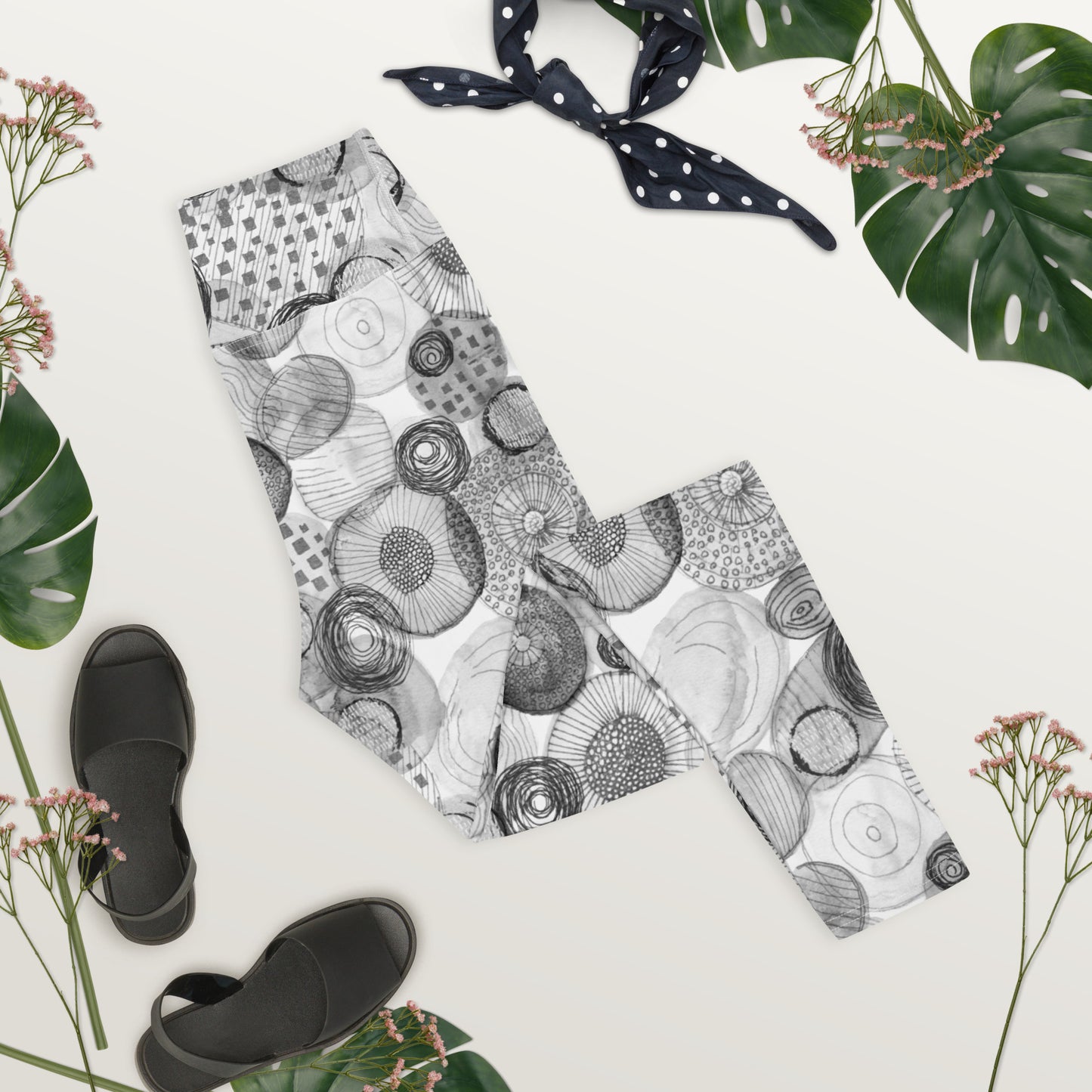 Yogalegging bubble wit/zwart
