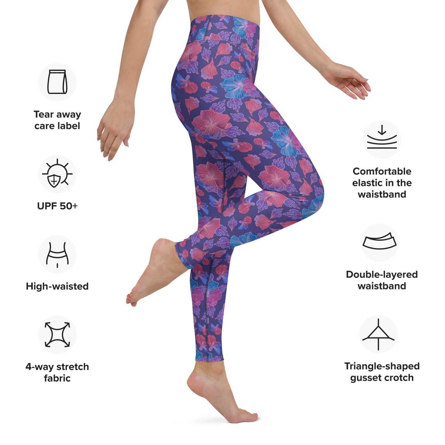 Yogalegging hibiskus paars