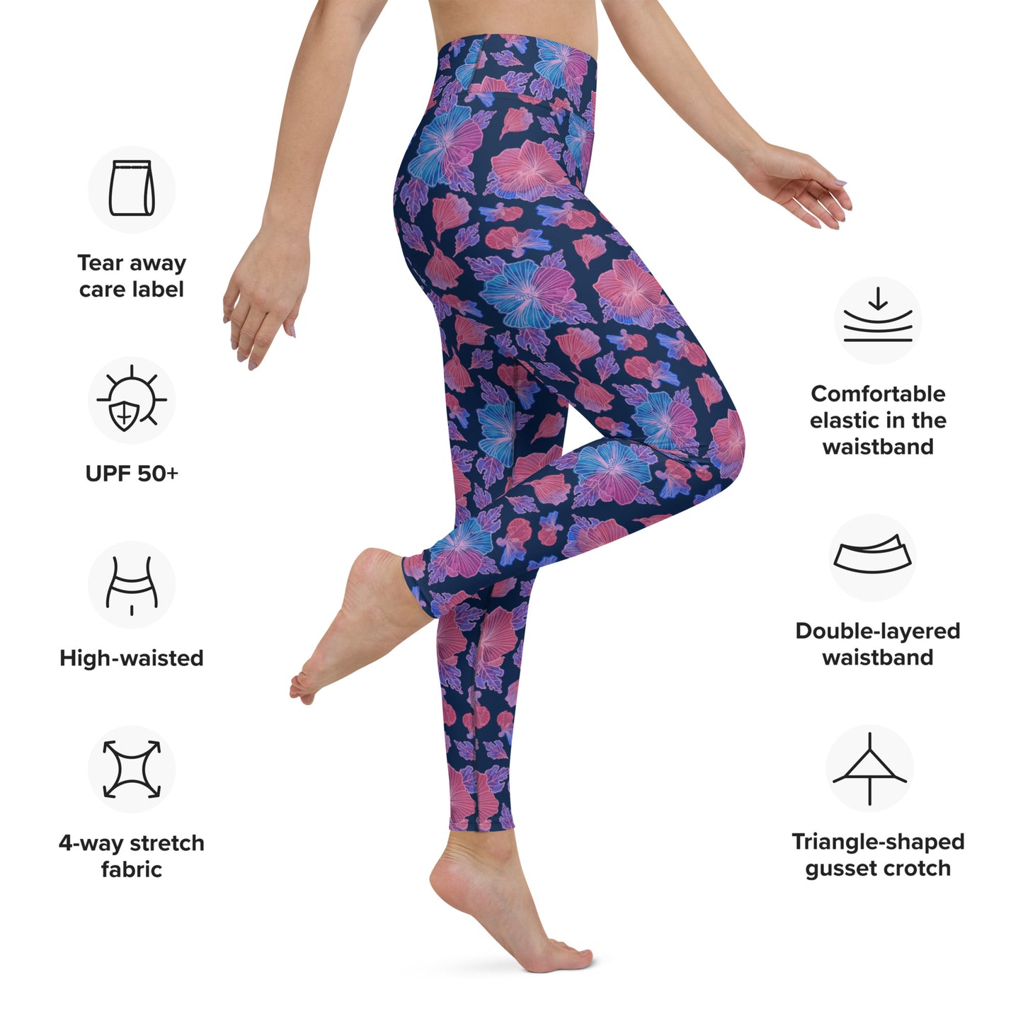 Yogalegging hibiskus donker blauw
