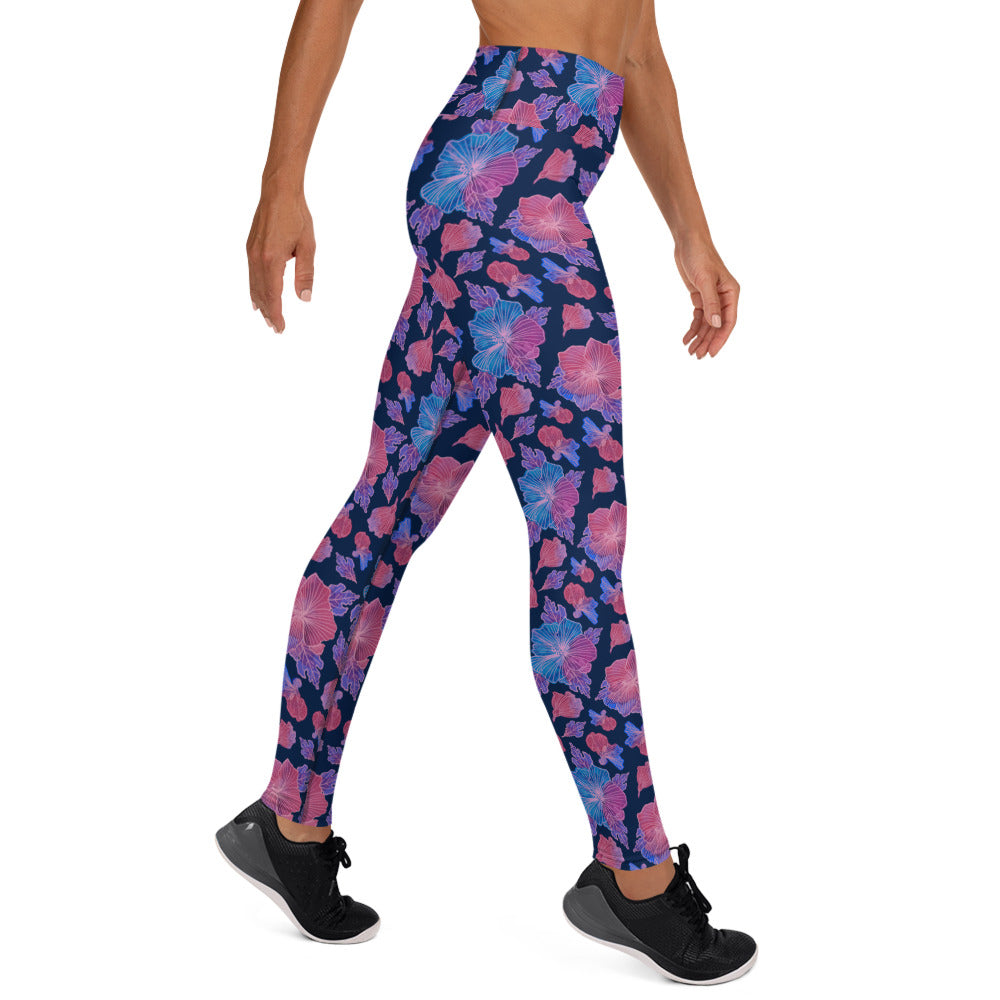 Yogalegging hibiskus donker blauw