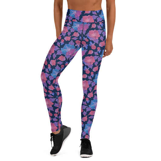 Yogalegging hibiskus donker blauw